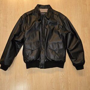 Vintage Air Force Flyers Black Leather Jacket - Military  Men’s  Aviator Bomber